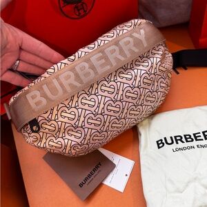 Burberry Beige and Cream Monogram Belt Bag 100% authentic